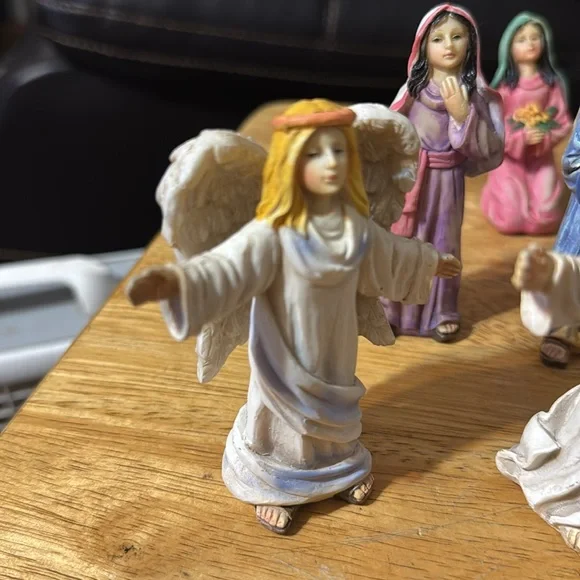 Set of 7 Vintage 1990s Wooden Christian Religion Figurines